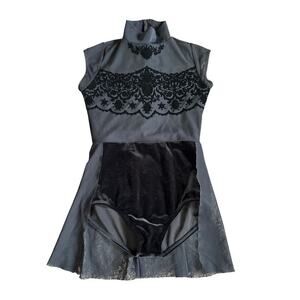 Girls’ Weissman Dance Costume Black Velvet Cap Sleeve Size MC 10 / 12